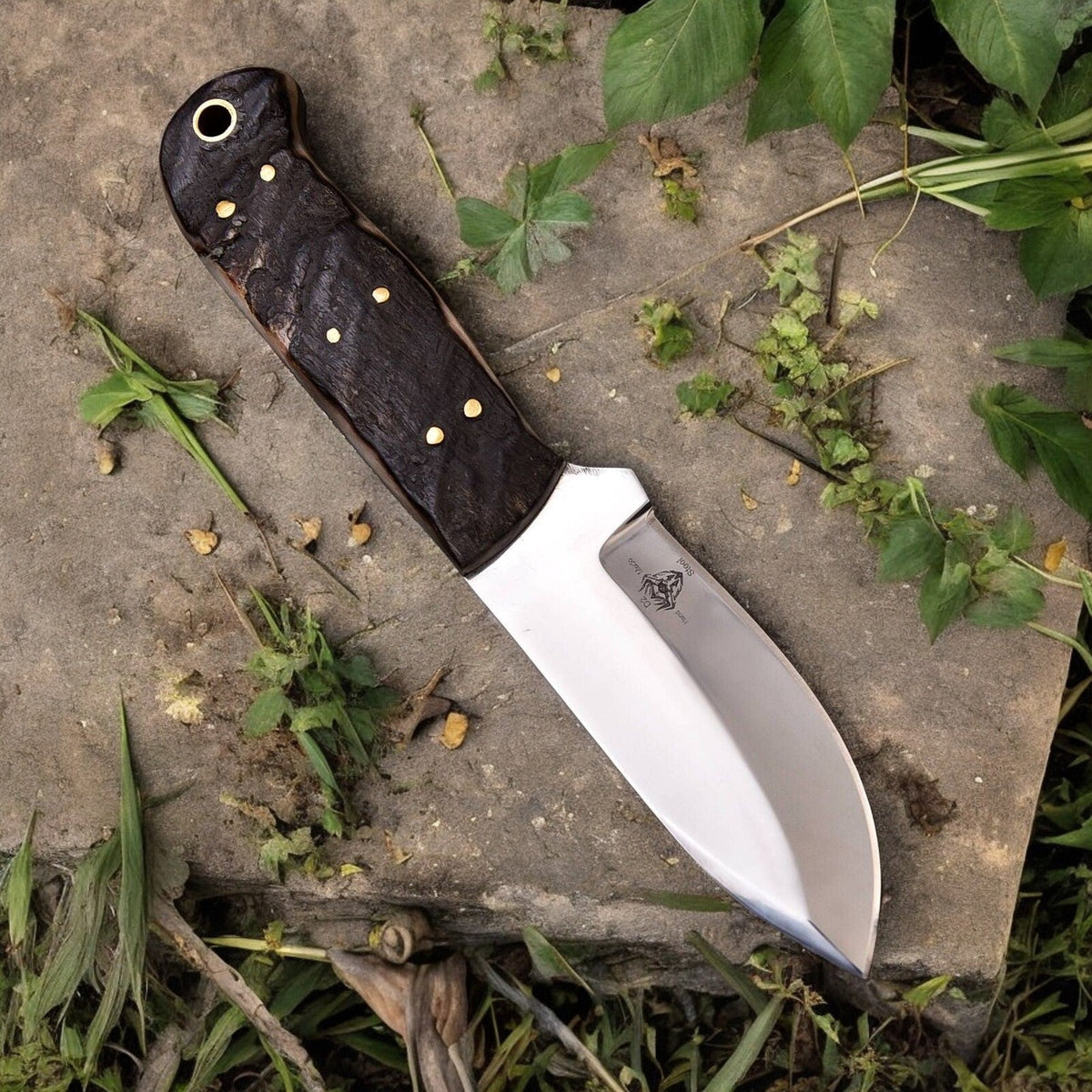 Premium Handmade Hunting Knife with Sheep Horn Handle