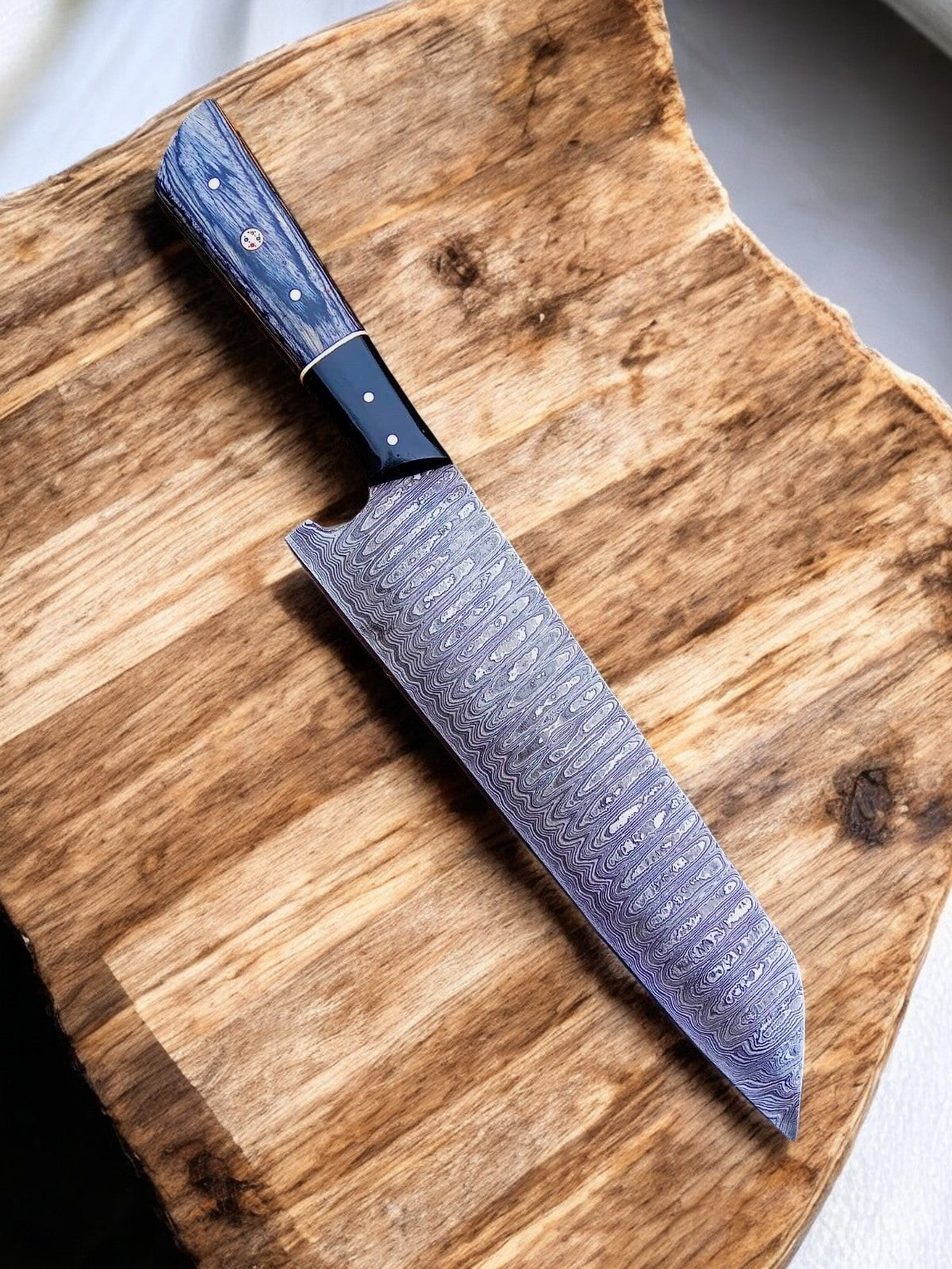 Handmade Damascus Chef Knife – 13" with Leather Sheath