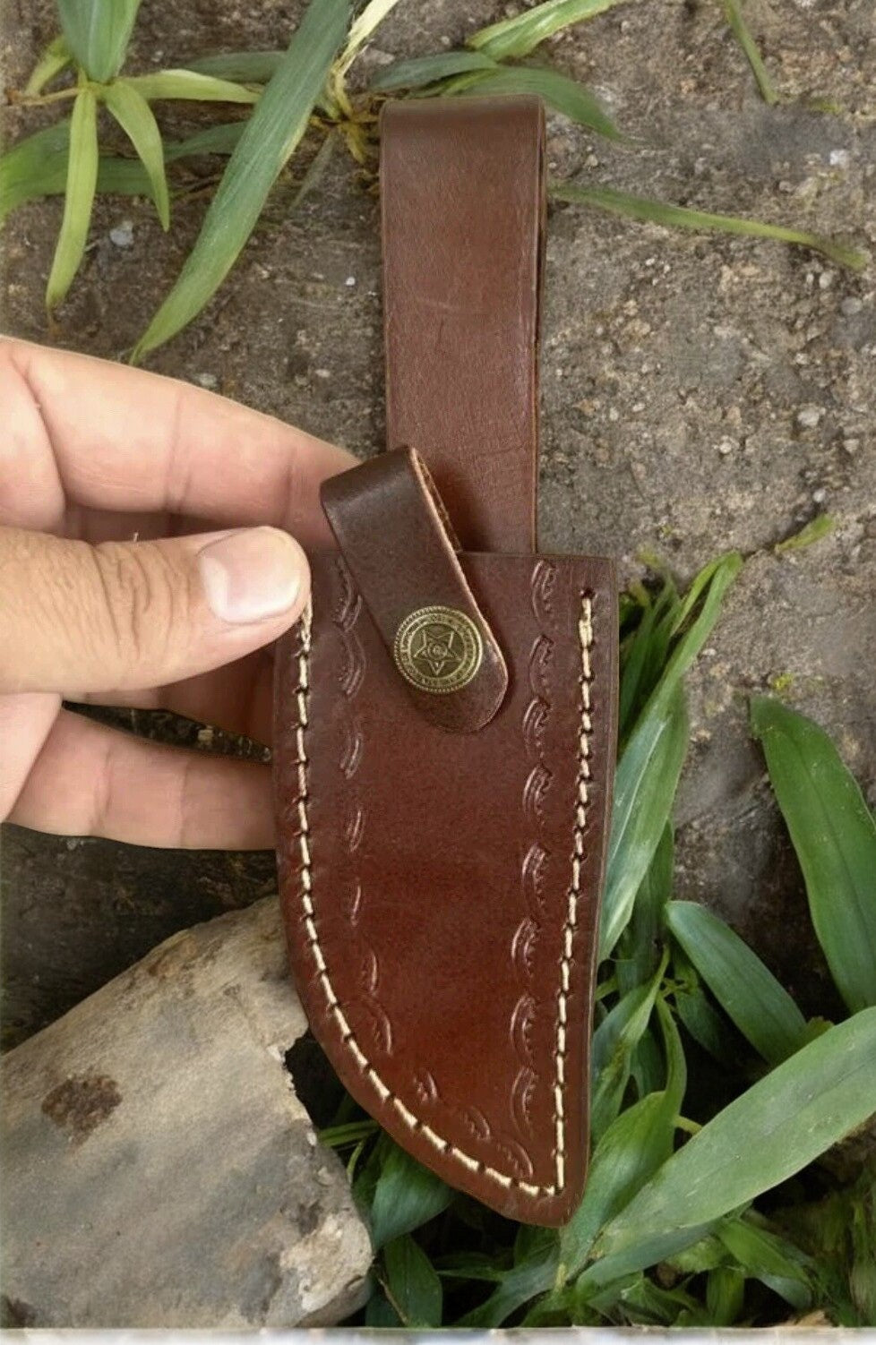 Handmade Damascus Hunting Knife with Epoxy Resin Handle