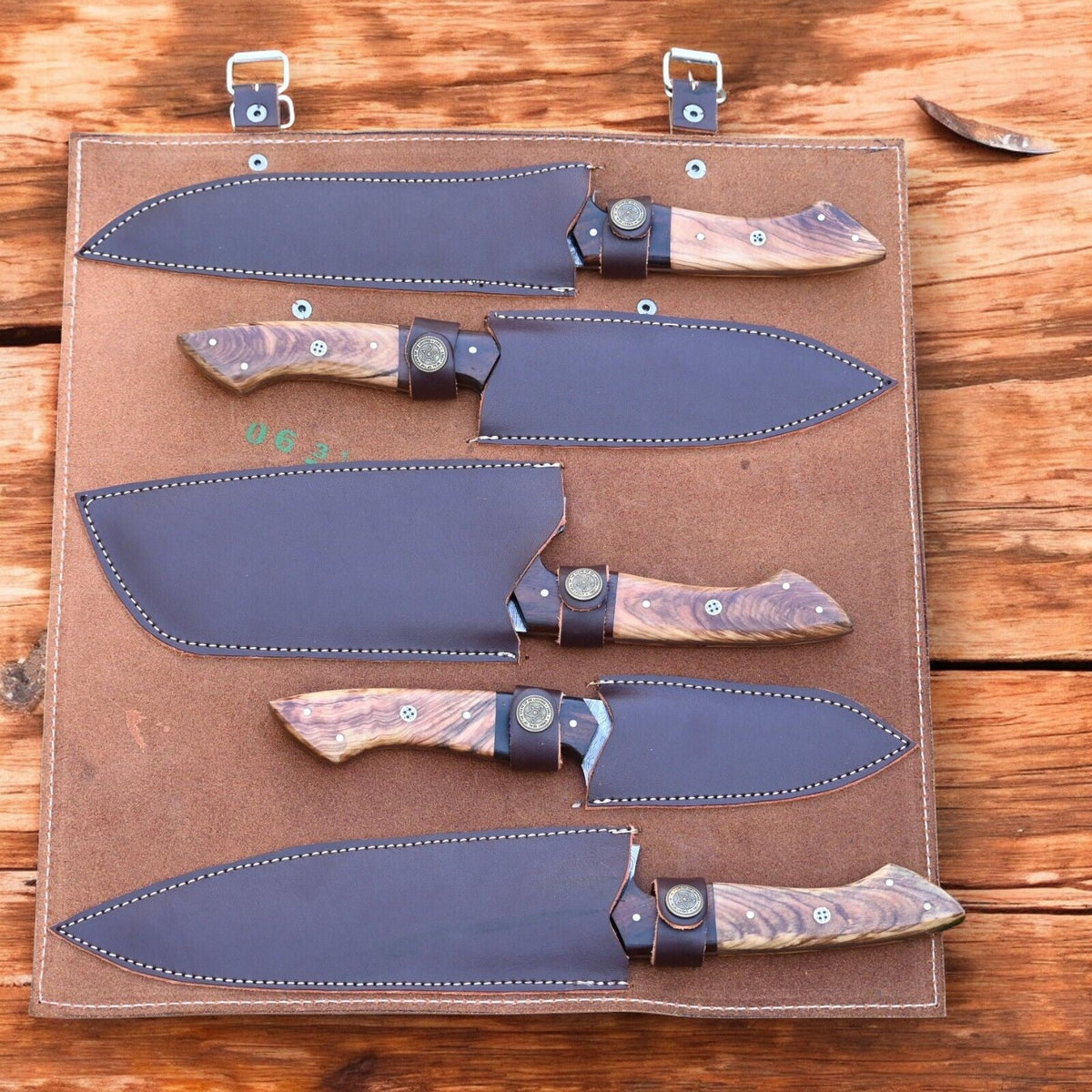 Handmade Damascus Steel Kitchen Knives Set – Rosewood Handle