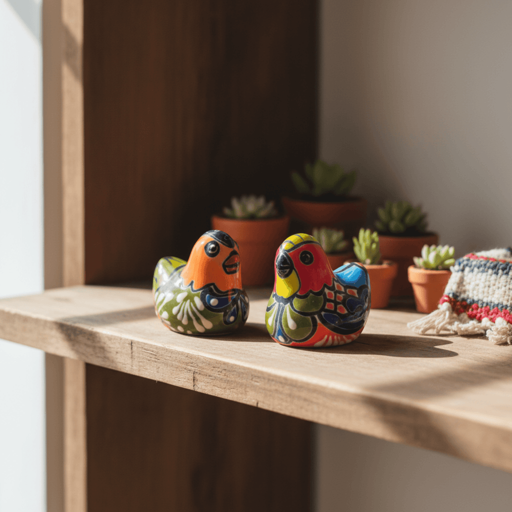 Set of 2 Talavera Chicken Figurines | Mexican Ceramic Chickens