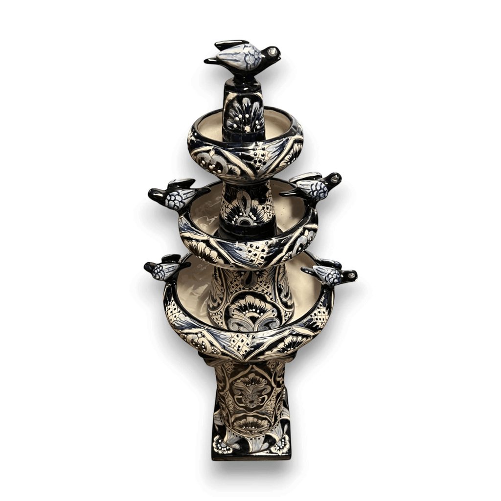 Talavera Blue & White Fountain | Mexican Ceramic Water Feature