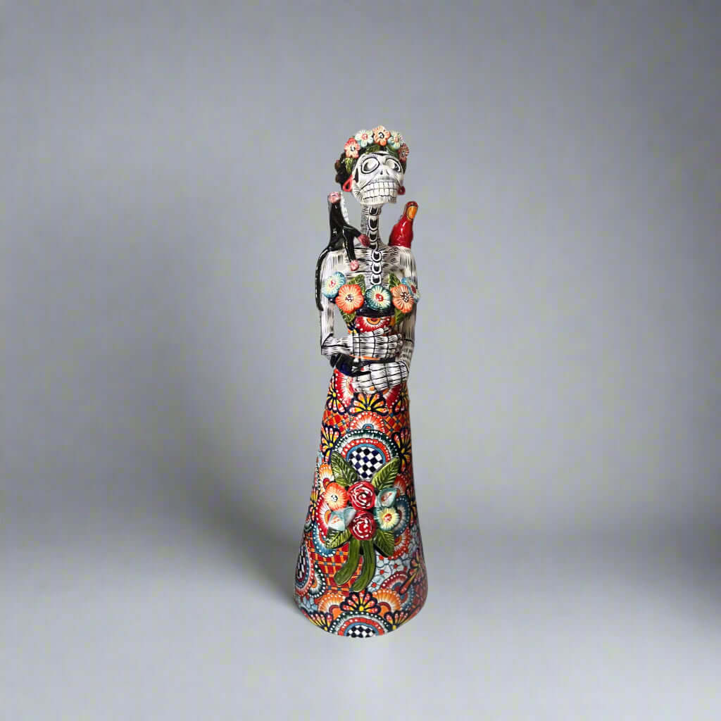 Talavera Catrina Statue | 33" Tall Day of the Dead Ceramic Figurine