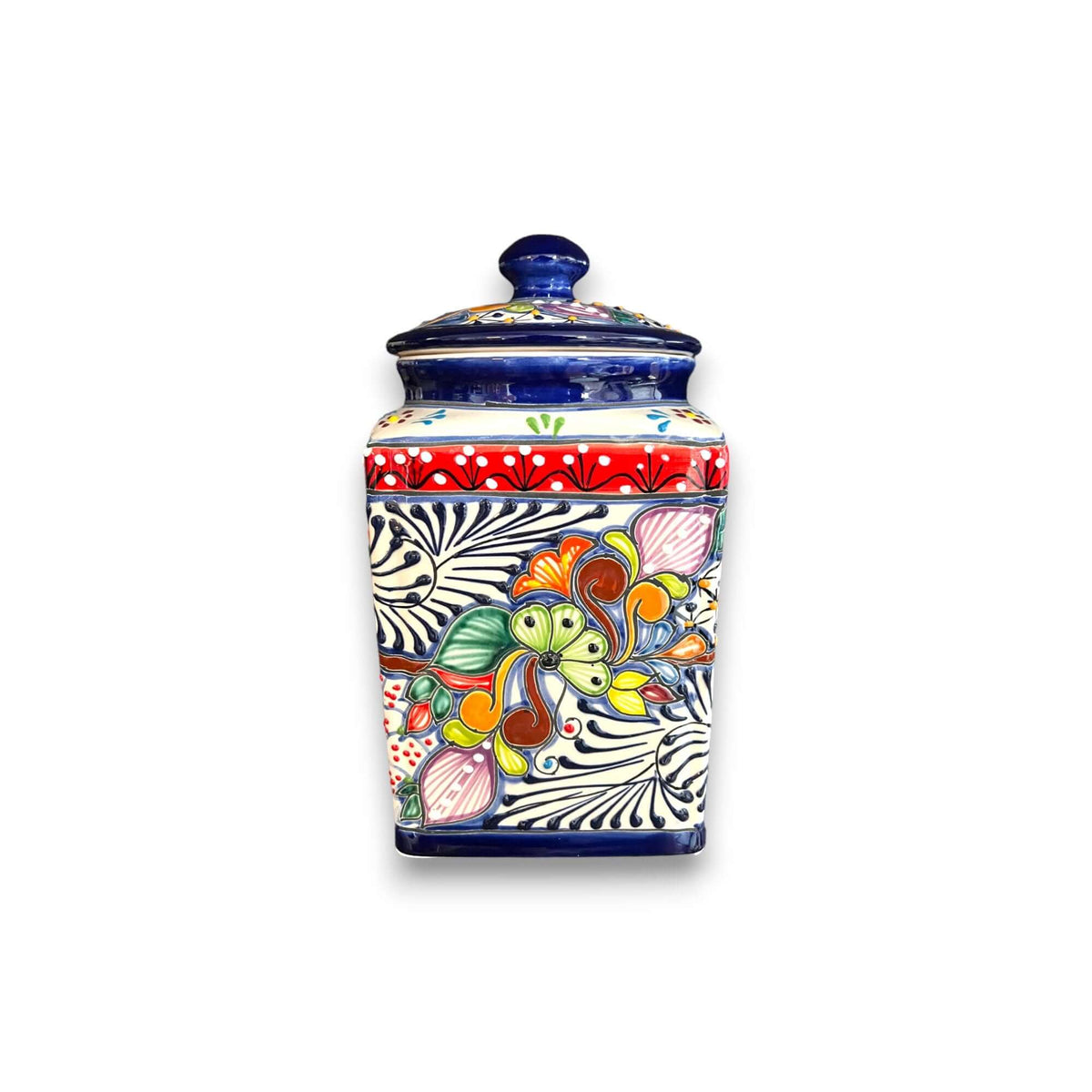 Talavera Canister Set | Dark Blue Mexican Kitchen Storage Jars