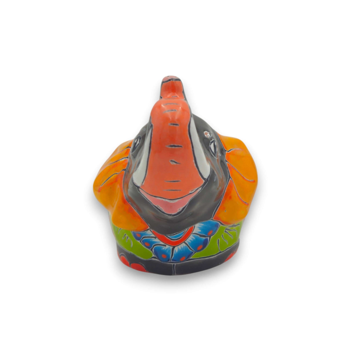 Talavera Elephant Planter | Hand-Painted Gray Ceramic Pot