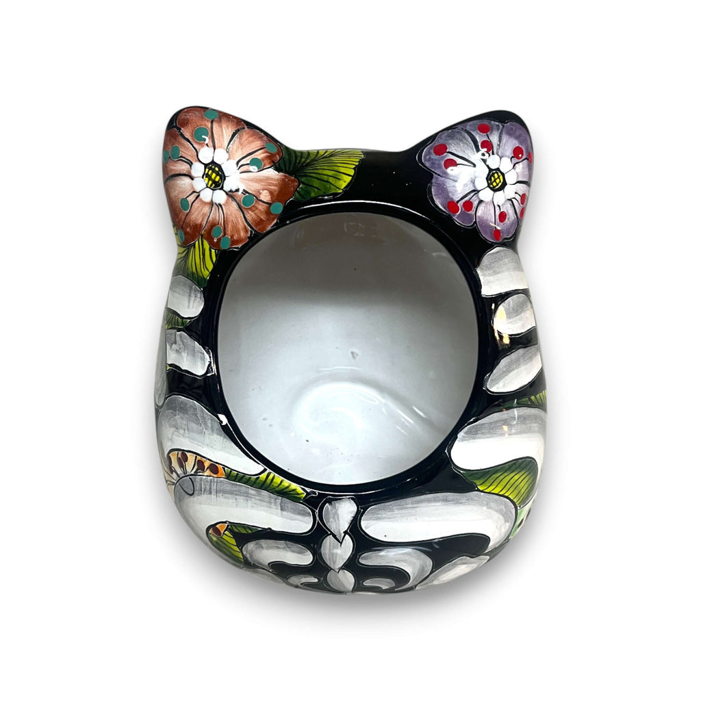 Talavera Fat Cat Planter | Day of the Dead Ceramic Art
