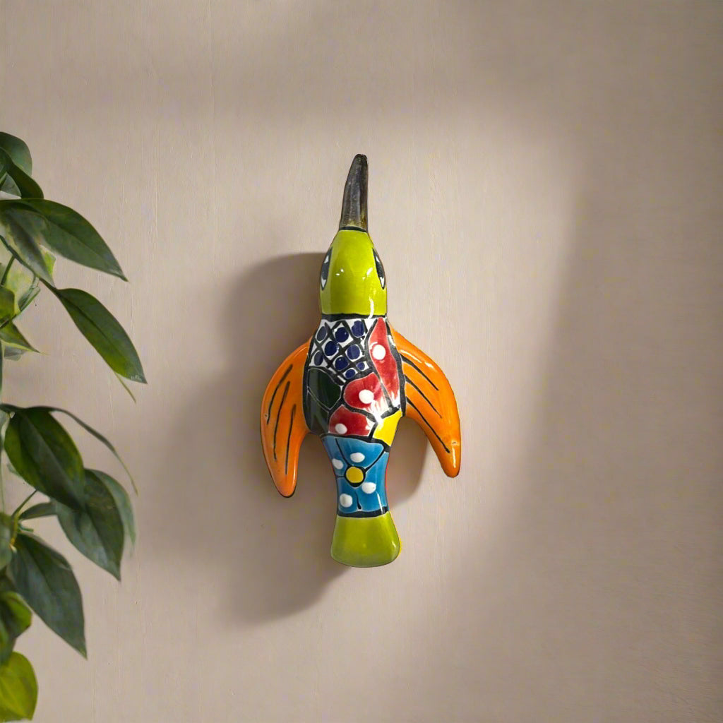 Talavera Hummingbird Wall Art | Mexican Hand-Painted Bird Decor