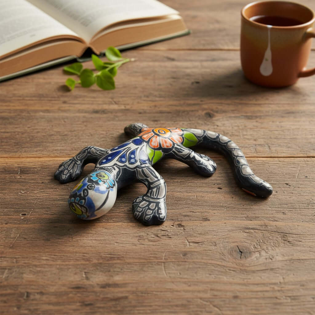 Talavera Lizard Figurine | Day of the Dead Wall Decor