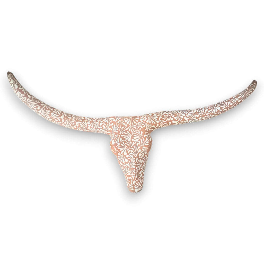 Terracotta Longhorn Wall Art | Hand-Painted Mexican Bull Skull