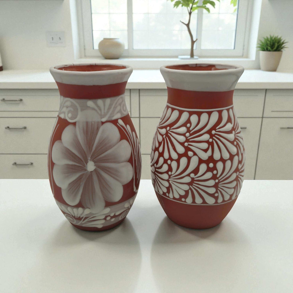 Terracotta Talavera Vase | Mexican Hand-Painted Pot