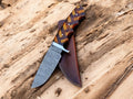 Handmade Damascus Hunting Knife | Rosewood & Olivewood